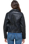 Double Buckle High Neck Vegan Leather Biker Jacket - MILEY + MOLLY